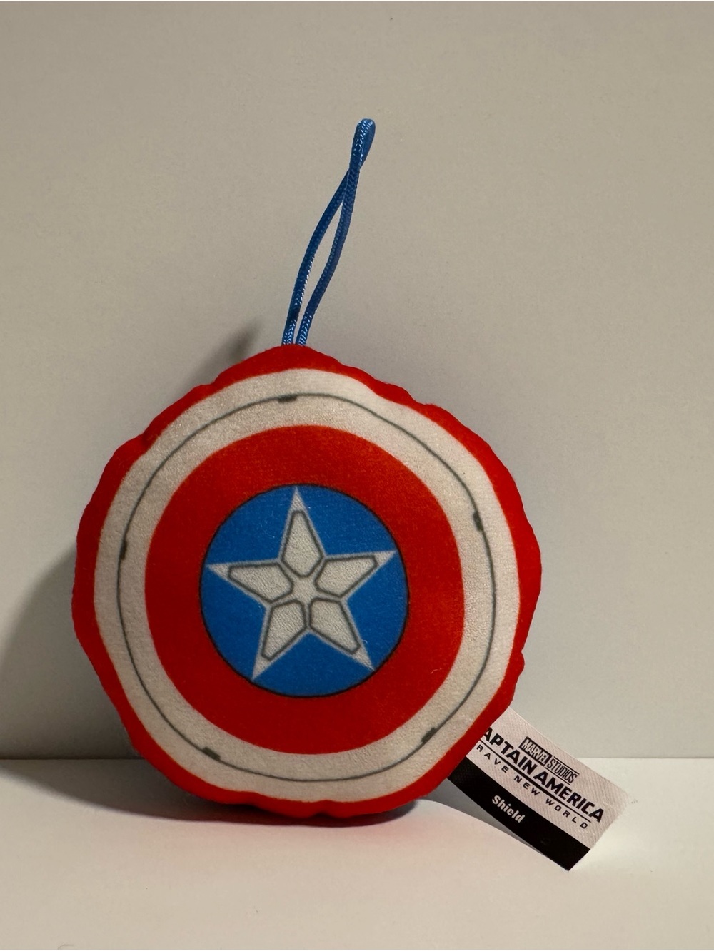 Marvel Captain America Red and Blue Shield Holiday Ornament Keychain Plush
